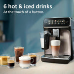 Philips 3300 Series Bean-to-Cup Coffee Machine EP3347/90 – 6 Hot & Iced Drinks, LatteGo Milk Frother, Ultra-Quiet Ceramic Grinder, Fully Automatic Espresso & Cappuccino Maker
