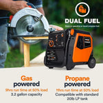 Generac iQ5200 DF 3900 Watt Electric Start Dual Fuel Inverter Generators.