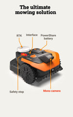 WORX Landroid Vision Cloud WR305E 2WD Robotic Lawnmower without Boundary Cable for 500 m² (AI Obstacle Detection, VSLAM+ RTK Cloud Navigation, Auto Mapping, App Control)