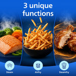 Philips Airfryer 5000 Series Dual Basket with Steam - Unique Steamfry, Steam & Airfry - 19 Ways to Cook; 9L Capacity (3L + 6L), RapidAir Plus Technology, Auto SteamClean (NA555/09)