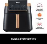 Ninja Air Fryer MAX PRO AF180UKCP – 6.2L Large Single Drawer Air Fryer, No Oil Cooking, Roast, Bake & Air Fry, Family Size, Black & Copper