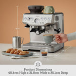 Sage The Barista Express Bean-to-Cup Coffee Machine – Integrated Grinder, Manual Milk Frother, 16 Grind Settings, 15-Bar Pump