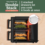 Ninja Double Stack XL Air Fryer SL400UKCP – Vertical Dual Drawer Air Fryer, 9.5L Capacity, 4 Cooking Levels, 6 Functions, Space-Saving Design, Black & Copper