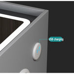Modern Smart Bedside Table with Wireless Charging & LED - Light Gray