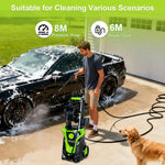 Pressure Washers, 2000W 160Bar 540L/H Jet Washers Pressure Washers with Foam Cannon, 4 Nozzles, 8M High-Pressure Hose, 6M Power Cord, Power Washer for Cars, Fences, Patios, Decks, Patios and Driveway