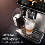 Philips 5400 Series Bean to Cup Coffee Machine – 12 Coffee Varieties, LatteGo Milk Frother, Fastest-to-Clean, Ceramic Grinder, Fully Automatic Espresso & Cappuccino maker – Black, Silver (EP5446/70)