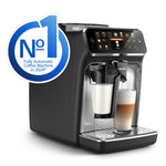 Philips 5400 Series Bean to Cup Coffee Machine – 12 Coffee Varieties, LatteGo Milk Frother, Fastest-to-Clean, Ceramic Grinder, Fully Automatic Espresso & Cappuccino maker – Black, Silver (EP5446/70)