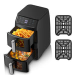 Dual Air Fryer, TopStrong Double Stack Air Fryer with Visual Window, 6 Functions-Air Fry, Air Roast, Bake, Broil, Reheat, Dehydrate, Dishwasher Safe Non-Stick Baskets, 2500W, Family Size(11L)