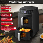 Dual Air Fryer, TopStrong Double Stack Air Fryer with Visual Window, 6 Functions-Air Fry, Air Roast, Bake, Broil, Reheat, Dehydrate, Dishwasher Safe Non-Stick Baskets, 2500W, Family Size(11L)