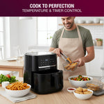 Andrew James 6L Digital Air Fryer, 1600W 10-in-1 Airfryer, Small Air Fryer for Home, Air Fry, Bake, Roast & Grill, LED Touch Display, Rapid Airflow, Non-Stick, Dishwasher Safe