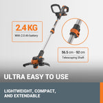 WORX WG163E 18V (20V MAX) Cordless Grass Trimmer With Command Feed And 2 Batteries Strimmer Line Strimmers Edge Cutter Black, Cutting width 30 cm, Line Diameter 1.65 mm