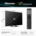 Hisense 65" 65U7QTUK MiniLED QLED 144Hz Smart TV - Black