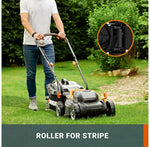 Worx WG779E.2 40V 34cm Cordless Lawnmower, ideal for Gardens up to 230㎡, Cut-to-Edge, striped Lawn Roller, foldable Handle, PowerShare, includes 2x 2.0Ah Batteries, Charger & 30L Grass collection bag