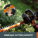 Worx WG264E 56cm 20V Cordless Hedge Trimmer with 2.0Ah Battery and Charger - Lightweight, Dual-Action Blades, Ergonomic Handle