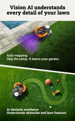 WORX Landroid Vision Cloud WR305E 2WD Robotic Lawnmower without Boundary Cable for 500 m² (AI Obstacle Detection, VSLAM+ RTK Cloud Navigation, Auto Mapping, App Control)