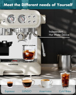 Hanrose Bean to Cup Espresso Machine - 20 Bar Espresso Machine with Grinder & Milk Frother Steam Wand, 15 Grind Settings, 2.5L Removable Water Tank, Professional Coffee Maker for Home