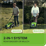 Greenworks 40V Cordless Lawnmower for Lawns up to 200m², 35cm Cutting Width, 40L Bag PLUS 40V 2Ah Battery & Charger, 3 Year Guarantee-G40LM35K2, Green, Black, Grey