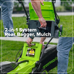 Greenworks 48V (24V x 2) Lithium‑Ion Cordless Lawnmower, 36cm Cutting Width, up to 400m², 40L Grass Bag, 5-position central height adjustment 30–80mm, Battery & Charger Not Included – LM3602