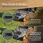VonHaus Lawn Scarifier/Aerator/Rake Cordless – for Dethatching/Raking Grass of Thatch, Moss, Dead Leaves & Aerates Soil – 40V Battery (2x 20V), Dual Charger, 45L Collection Box, 38cm Working Width