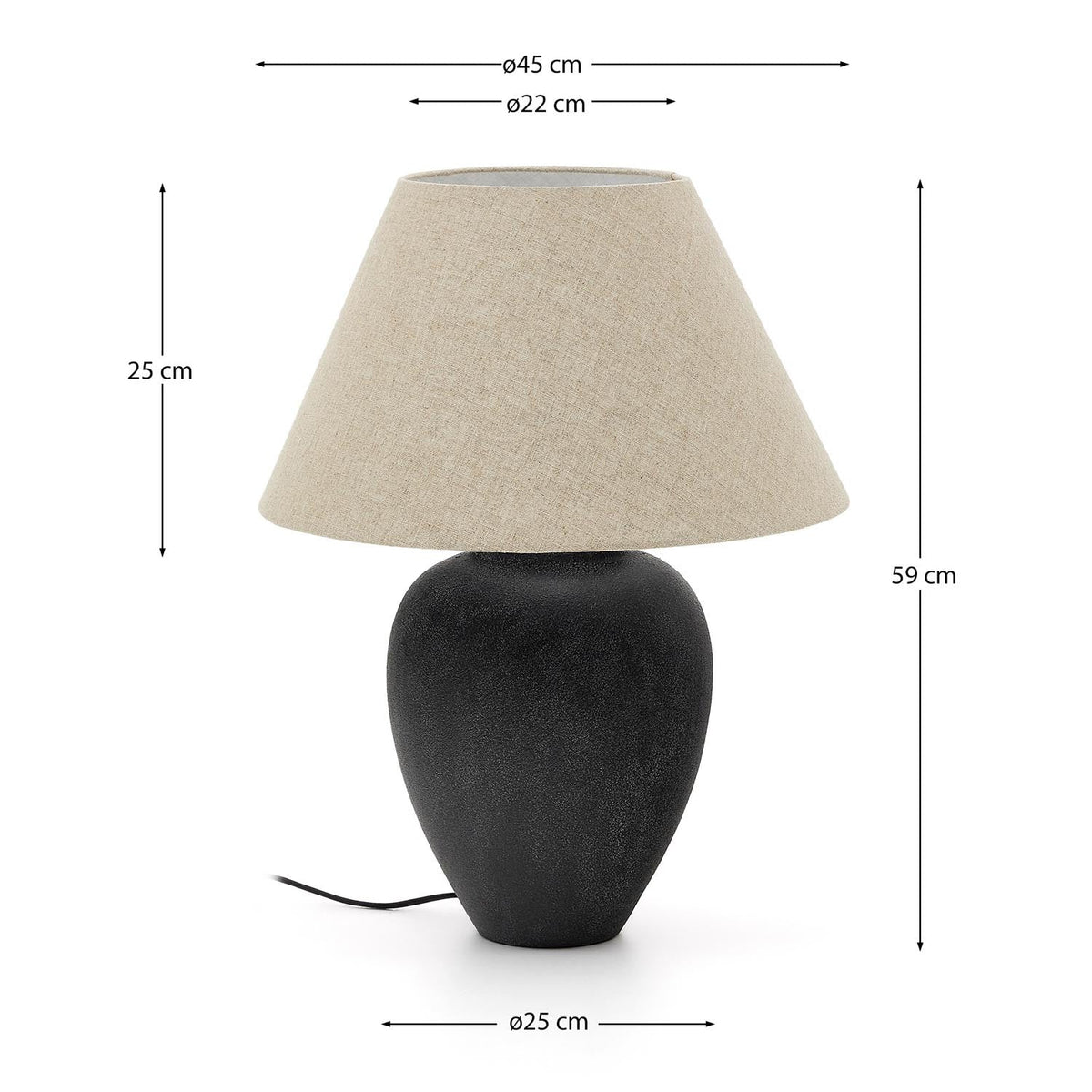 Mercadal Tischlampe aus Keramik mit schwarzem Finish