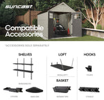 Suncast 8×10 Ft. Outdoor Storage Shed – Large Resin Outdoor Shed with Floor Included, Lockable Double Doors & Skylights. 547 Cu Ft Tremont Garden Resin Sheds for Lawn Tools, Riding Mowers, & Bikes