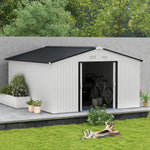 Outsunny Outdoor Storage Shed White 11’×13′ Galvanized Steel