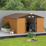 Outsunny Outdoor Storage Shed Yellow 11’×13′ Galvanized Steel