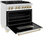 ZLINE Autograph Edition 36 Inch 4.6 Cu. Ft. Dual Fuel Range with Gold Accents, RAZ-36-G