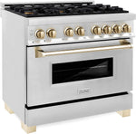 ZLINE Autograph Edition 36 Inch 4.6 Cu. Ft. Dual Fuel Range with Gold Accents, RAZ-36-G