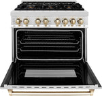 ZLINE Autograph Edition 36 Inch 4.6 Cu. Ft. Dual Fuel Range with Gold Accents, RAZ-36-G