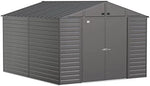 Arrow Select 10′ x 12′ Outdoor Lockable Steel Storage Shed Building, Charcoals