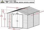 Arrow Select 10′ x 12′ Outdoor Lockable Steel Storage Shed Building, Charcoals