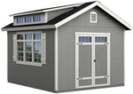 Handy Home Products Windemere 10×12 Do-it-Yourself Wooden Storage Shed with Floor, Beiges