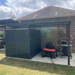 6×8 Metal Storage Shed with 7×8 Pergola Covered Porch