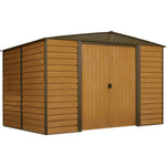 Arrow Woodridge 10 ft. x 8 ft. Metal Storage Shed with Woodgrain Finish