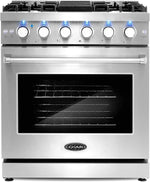 Cosmo 30-inch 4.5 Cu. Ft. Stainless Steel Gas Range with 5 Sealed Burners and Convection Oven