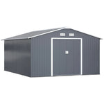 Outsunny Outdoor Storage Shed Dark Gray 11’×13′ Galvanized Steel