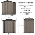 Patiowell 10 ft. W x 12 ft. D Galvanized Steel Outdoor Storage Shed, 119 sq. ft.