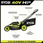 RYOBI 40V HP Brushless 20 in. Cordless Battery Walks Behind Push Mowers with 6.0