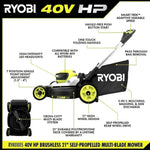 RYOBI 40V HP Brushless 21″ Self-Propelled Multi-Blade Lawn Mower Kit