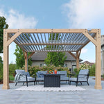 Yardistry Structures 10×12 Ft Cedar Wood Louvered Pergola, Natural Cedar