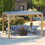 Yardistry Structures 10×12 Ft Cedar Wood Louvered Pergola, Natural Cedar