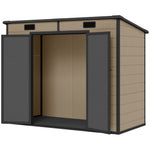 Outsunny 8′ x 4′ Outdoor Storage Shed Light Brown Resin