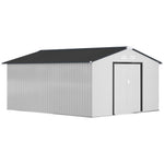 Outsunny Outdoor Storage Shed White 11′ x 13′ Galvanized Steel