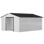 Outsunny Outdoor Storage Shed White 11′ x 13′ Galvanized Steel