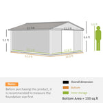 Outsunny Outdoor Storage Shed Yellow 11′ x 13′ Galvanized Steel