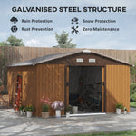 Outsunny Outdoor Storage Shed Yellow 11′ x 13′ Galvanized Steel