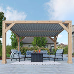 YardistryStructures 10 x 12 Ft Cedar Wood Louvered Pergola, Natural Cedar
