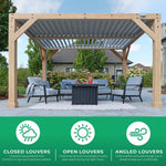 YardistryStructures 10 x 12 Ft Cedar Wood Louvered Pergola, Natural Cedar